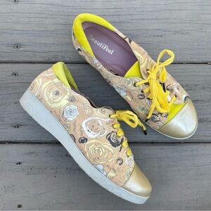 BeautifulFeel floral roses gold cap tie sneakers size 38
